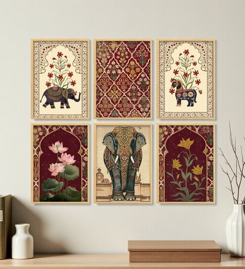 Royal Elephant Wall Art Framed Set of 6-image-4