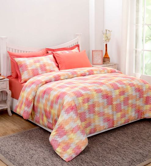 Buy Modern Aesthetic Cotton 210 Tc Double Bed Duvet Cover With 2