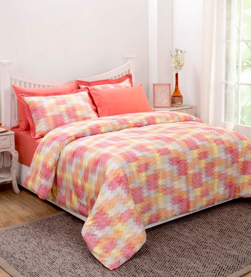 Buy Modern Aesthetic Cotton 210 Tc Double Bed Duvet Cover With 2