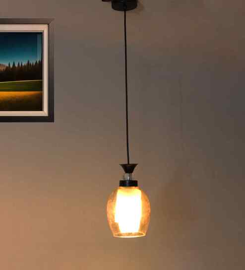 Modern Amber Glass Black Hanging light