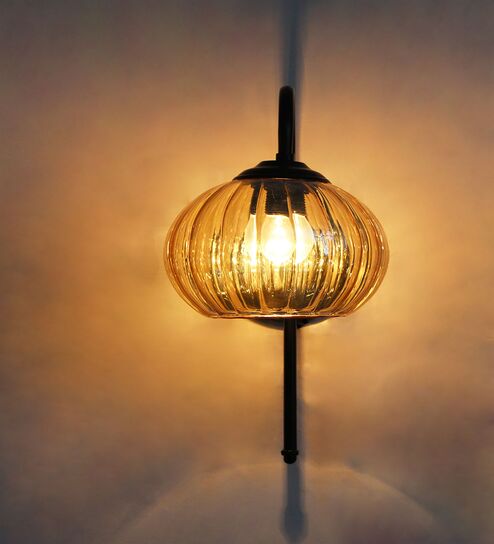Modern Amber Hanging Black Wall Lamp