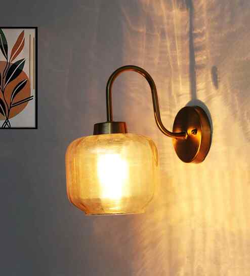 Modern Amber Round Cylinder Glass Wall Lamp