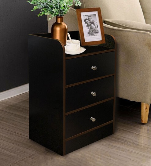 Modern Bedside Table in Black & White Colour