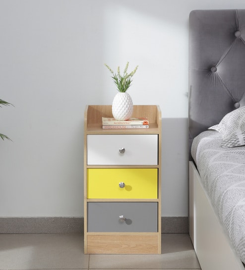 Modern Bedside Table in Multi Finish with Drawers