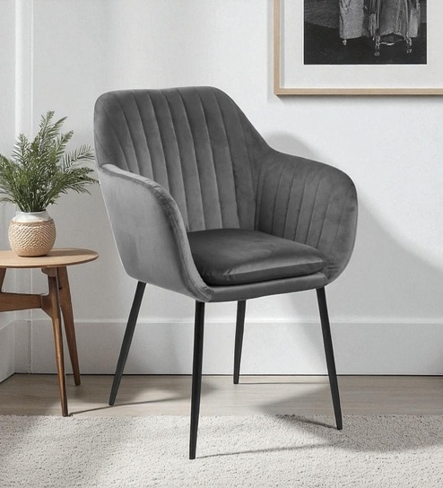Bellagio Velvet Fabric Lounge Chair In Black Colour