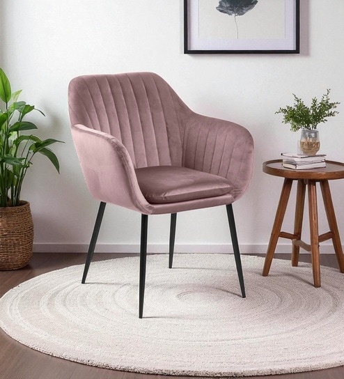 Bellagio Velvet Fabric Lounge Chair In Pink Colour