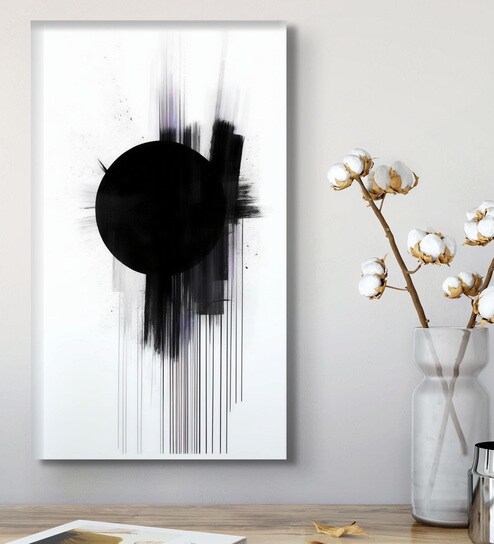Black Circle on Abstract Canvas Wall Painting Stretch Canvas Frame