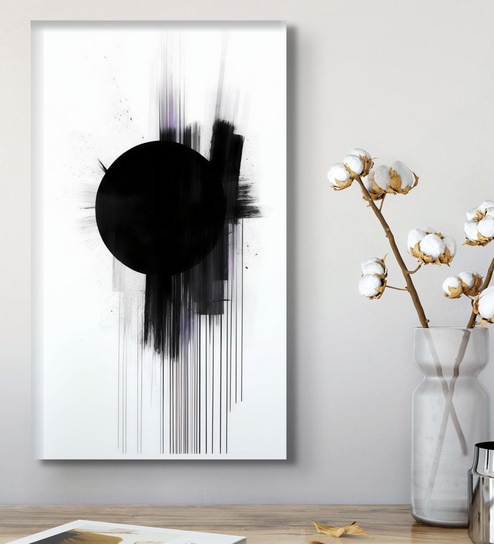 Black Circle on Abstract Canvas Wall Painting Stretch Canvas Frame