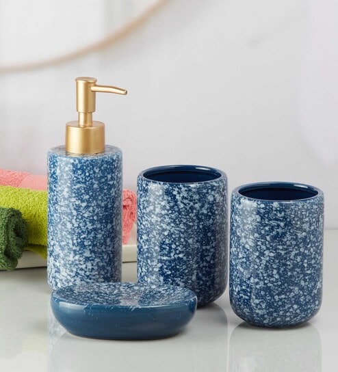 Modern Blue Ceramic (Set of 4) Bath Set