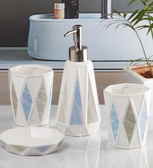 Modern Blue Ceramic (Set of 4) Bath Set