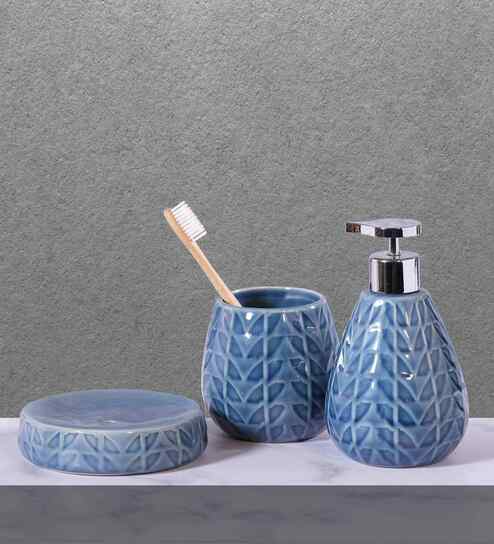 Blue Modern Ceramic 3Pcs Bath Set