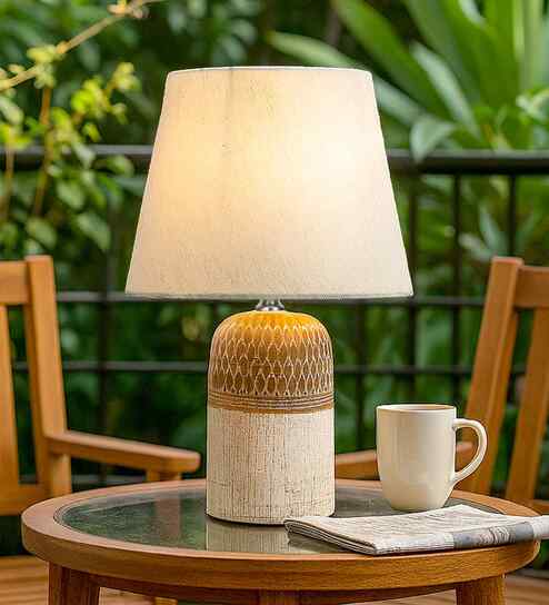 Modern Ceramic Table Lamp with Fabric Shade