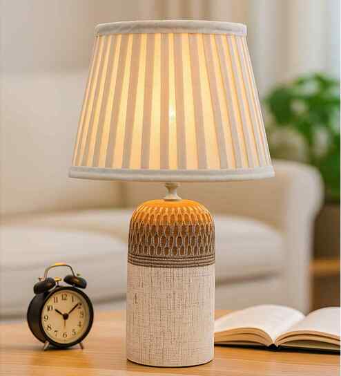 Modern Ceramic Table Lamp with Fabric Shade