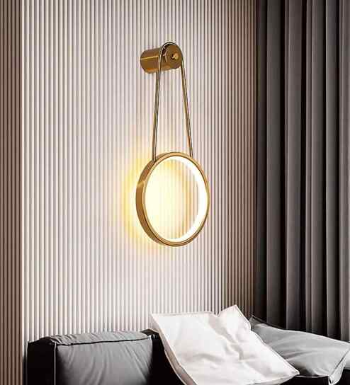 Modern Circular Wall Light   Gold Finish with Halo Glow