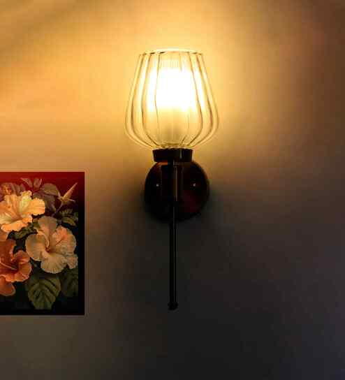 Modern Clear Tulip Glass Wall Sconce