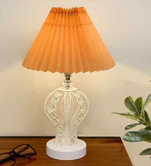 Modern Crystal Round Table Lamp with Jute Pleated Shade