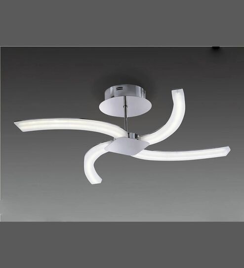 Modern Curved LED Ceiling Light with Sculptural Design   White & Chrome Finish