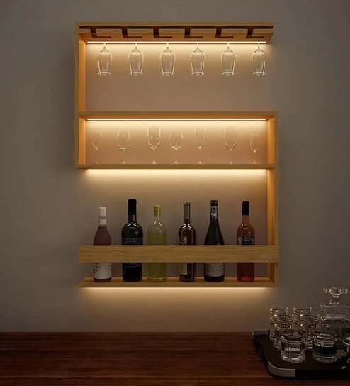 Modern Design Backlit MDF Bar Wall Shelf