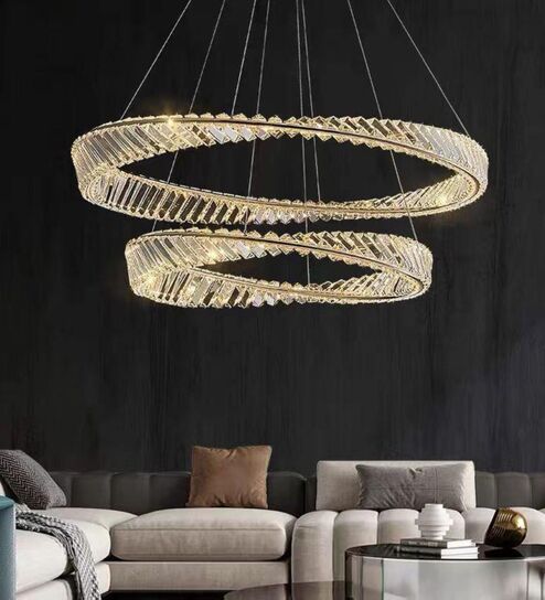 Modern Double Ring Crystal Chandelier