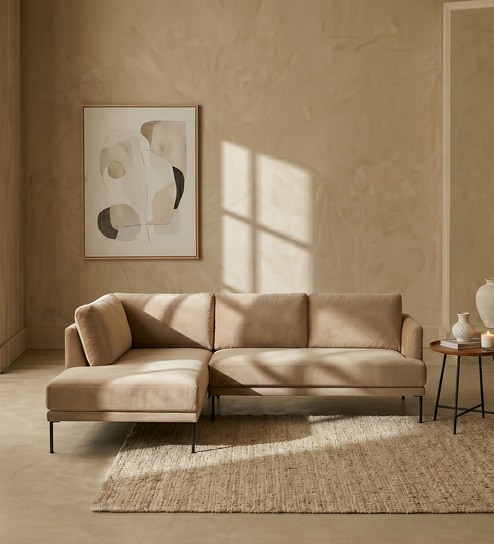Modern Elegance LHS Sectional Sofa ( 2+ Lounger ) In Brown Color
