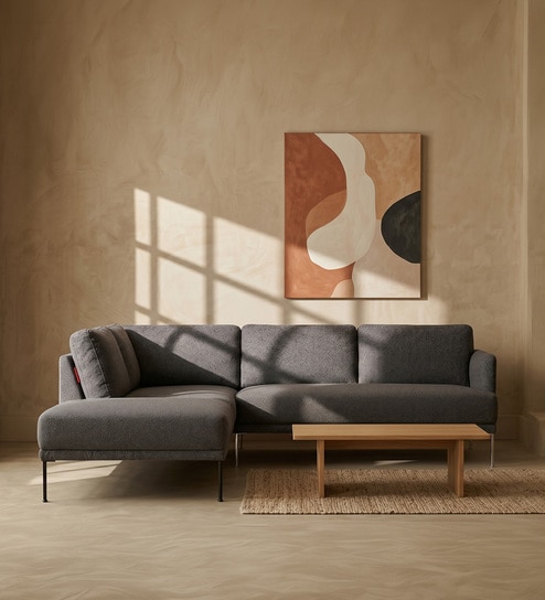 Modern Elegance LHS Sectional Sofa ( 2+ Lounger ) In Dark Grey Color