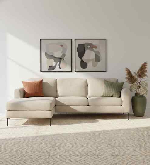Modern Elegance RHS L Shaped 3 Seater Sofa In Cr me Color