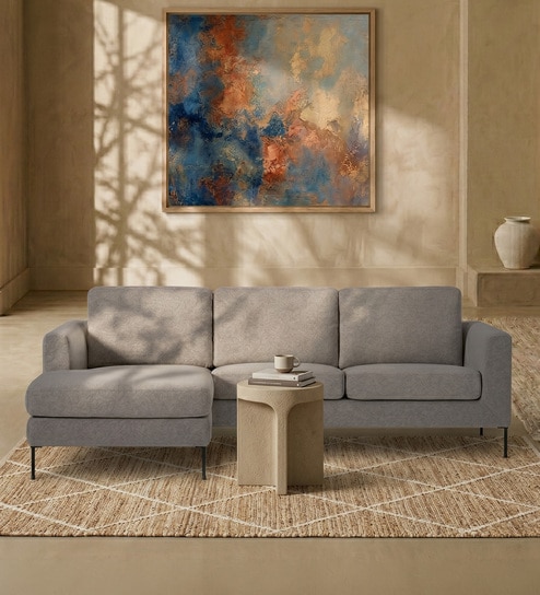 Modern Elegance RHS L Shaped 3 Seater Sofa In Dark Grey Color