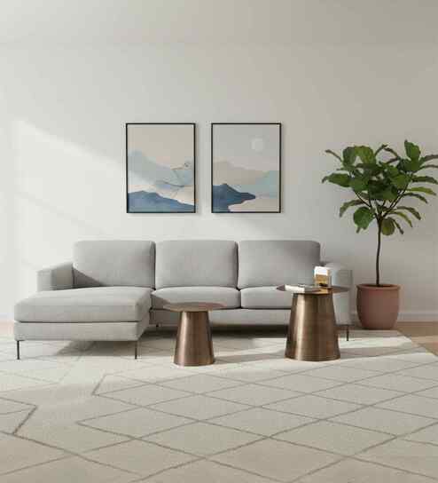 Modern Elegance RHS L Shaped 3 Seater Sofa In Grey Color