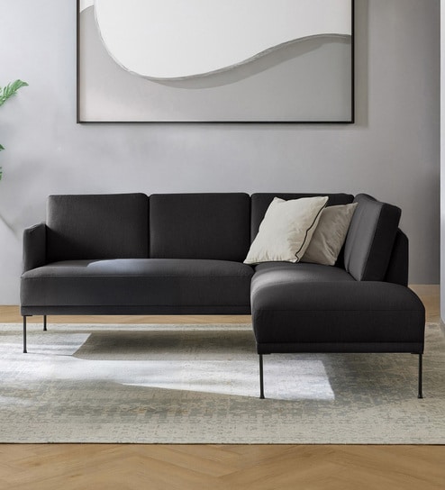 Modern Elegance Rhs Sectional Sofa ( 2+ Lounger ) In Dark Grey Color