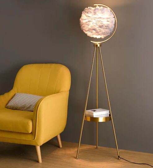 stello Modern Feather Globe Tripod Floor Lamp with Golden Stand-picture-19