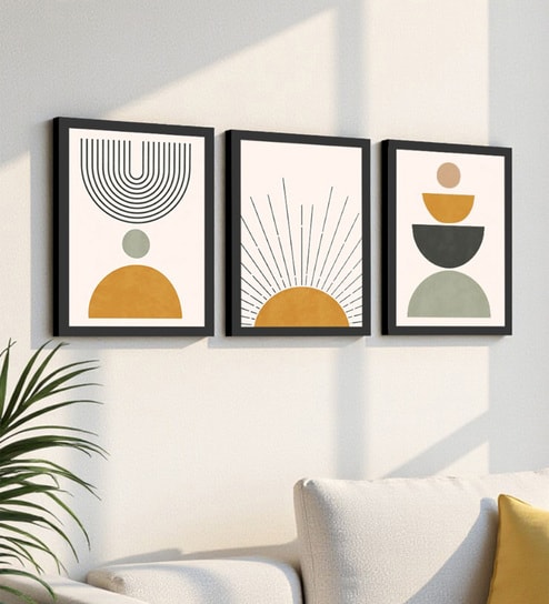 Modern Geometric Framed Wall Art Set of 3-image-22