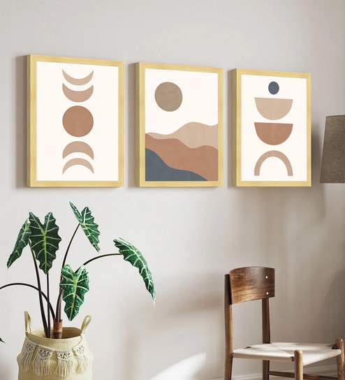 Minimal Abstract Framed Wall Art Set of 3