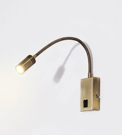 Modern Gold & Black LED Wall Mounted Reading Light with Flexible Gooseneck Arm