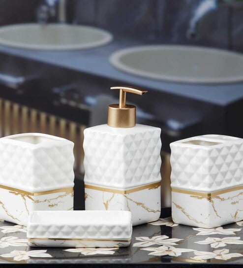 Modern Gold Ceramic (Set of 4) Bath Set