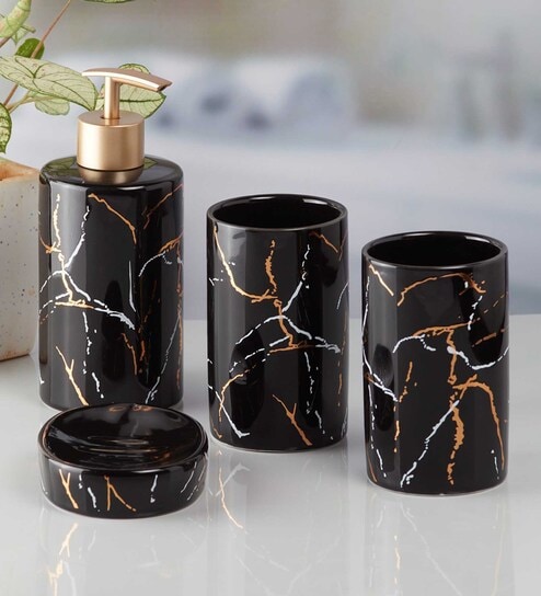 Modern Gold Ceramic (Set of 4) Bath Set