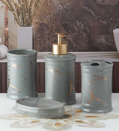 Modern Gold Ceramic (Set of 4) Bath Set