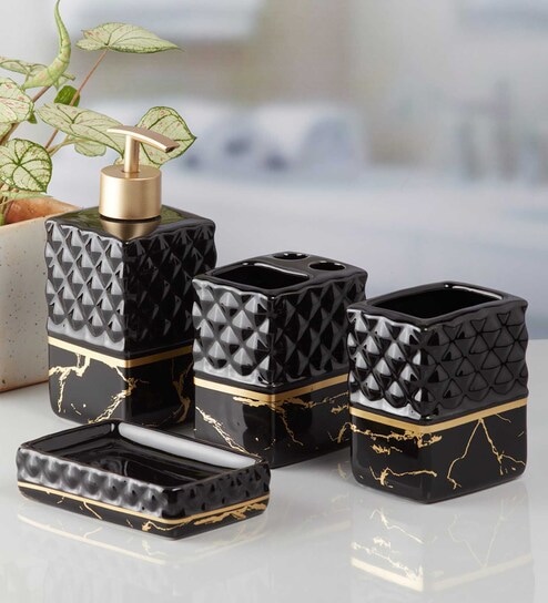 Modern Gold Ceramic (Set of 4) Bath Set