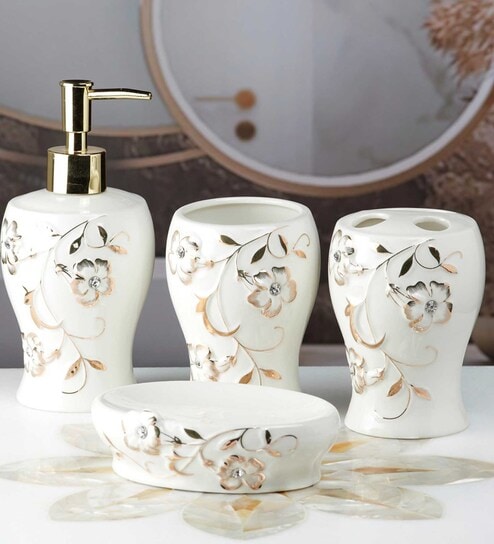 Modern Gold Ceramic (Set of 4) Bath Set