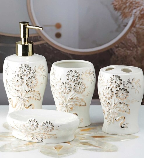 Modern Gold Ceramic (Set of 4) Bath Set