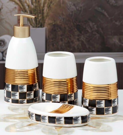 Modern Gold Ceramic (Set of 4) Bath Set