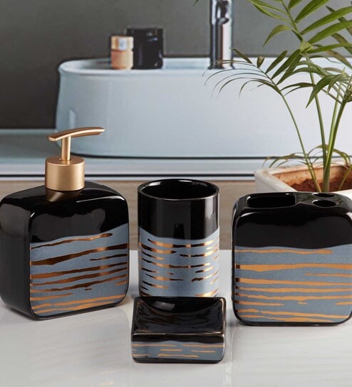 Modern Gold Ceramic (Set of 4) Bath Set