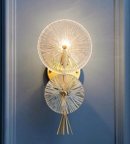 Modern Gold Decorative Crystal Disc Wall Sconce