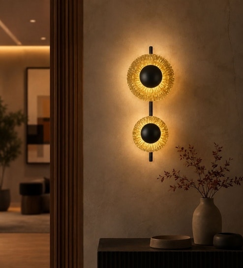 Modern Gold Sunburst Double Wall Sconce