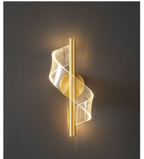 Modern Gold Wall Light with Elegant LED Ribbon Design