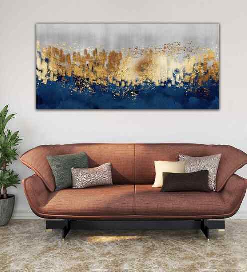 Modern Golden Textured Design Premium Canvas Wall Painting