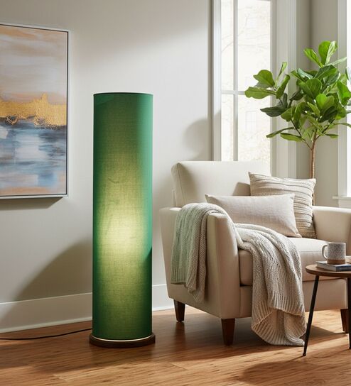 Modern Green Cylinder Floor Lamp   Stylish Lighting for Living Room & Bedroom