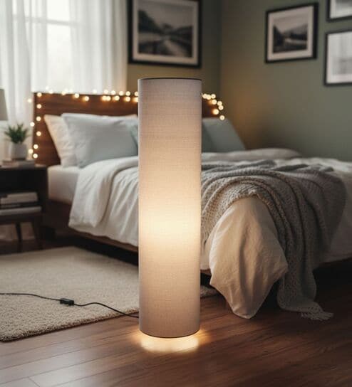 Modern Grey Cylinder Floor Lamp   Stylish Lighting for Living Room & Bedroom