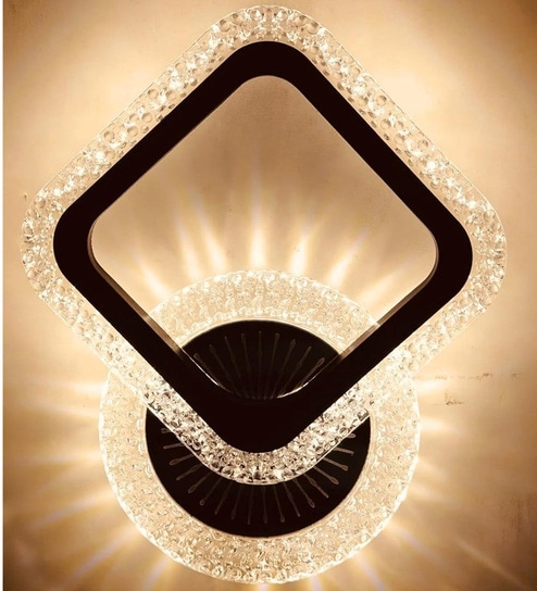 Modern Inbuilt LEDRing Design Crystal Wall Light(3 Lighting Mode)