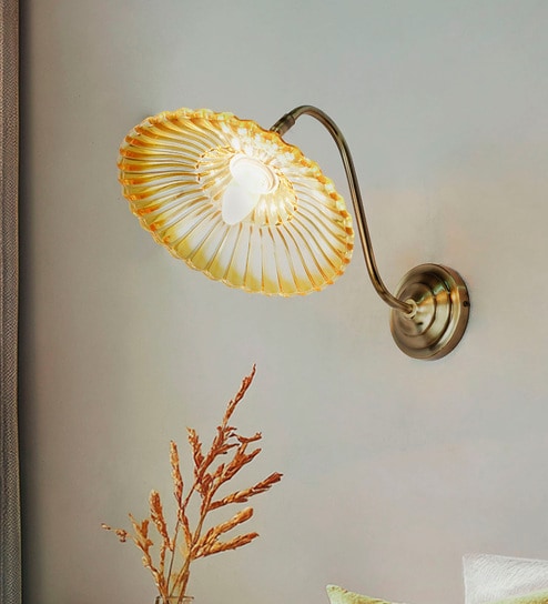 Modern Industrial Amber Ribbed Glass Adjustable Gooseneck Wall Sconce