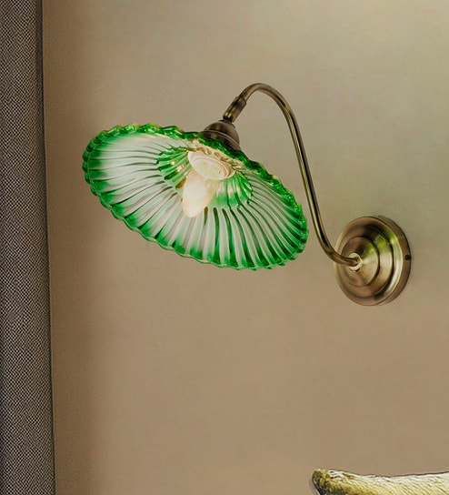 Modern Industrial Green Ribbed Glass Adjustable Gooseneck Wall Sconce